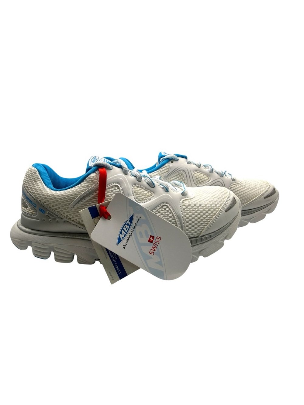MBT Speed 16 Women’s Running Shoes White Blue Silver Rocker Sole NWT Size 6.5